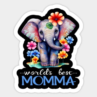 World's Best Momma Mom 2023 Pretty Floral Elephant Sticker